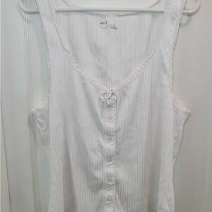 Aerie White Sneak Peak Ribbed Button Down Tank Top Women’s XXL